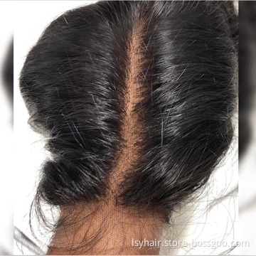 Wholesale  transparent bleach knot cuticle aligned 4X4 lace closure middle part virgin hair  lace closure with baby hair